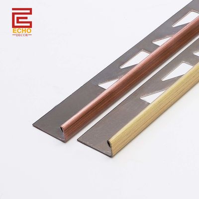Kalite  Outdoor Straight Stainless Steel Tile Trim Flat Metal Edge Trim 10mm Fabrika