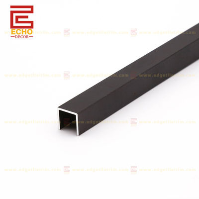 Ekstrüzyonlar Alüminyum Tile Trim U Kanal Metal Profili 12mm Siyah
